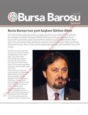 Bursa Barosu Bülteni - Ekim 2016