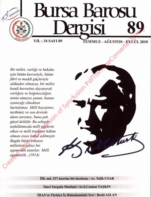 Bursa Barosu Dergisi - Sayı 89
