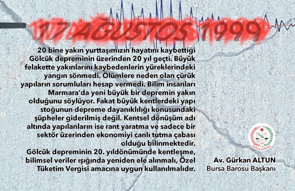 17 Ağustos Depremi'nin 20. yılı