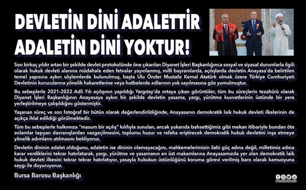 DEVLETİN DİNİ ADALETTİR, ADALETİN İSE DİNİ YOKTUR!