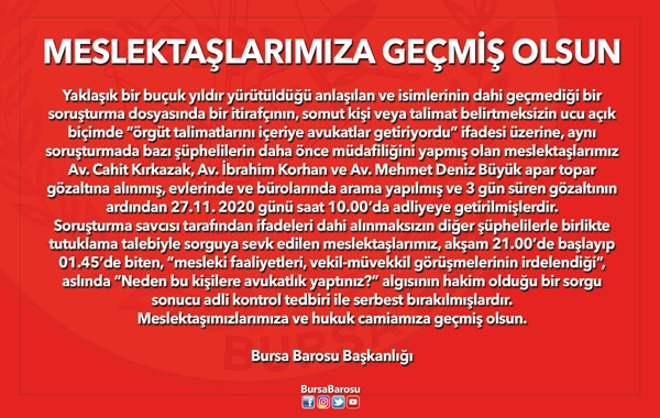 Meslektaşlarımıza geçmiş olsun