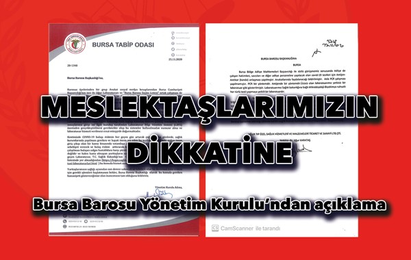 Bursa Barosu Yönetim Kurulu'ndan açıklama