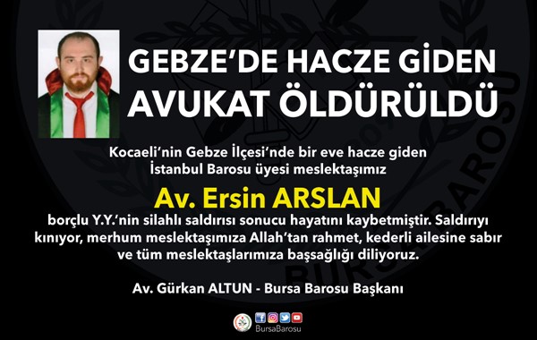 Gebze'de hacze giden avukat öldürüldü