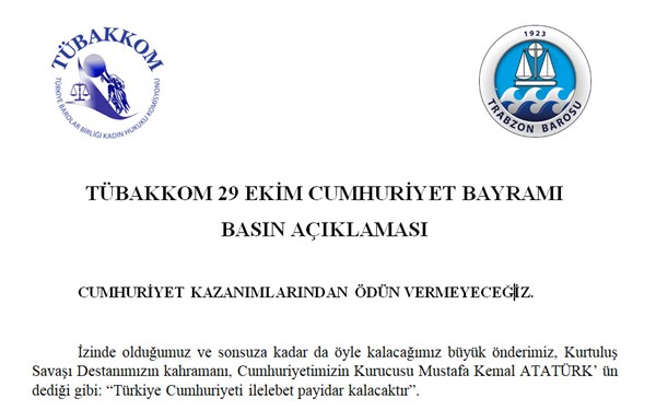 TÜBAKKOM 29 EKİM CUMHURİYET BAYRAMI BASIN AÇIKLAMASI