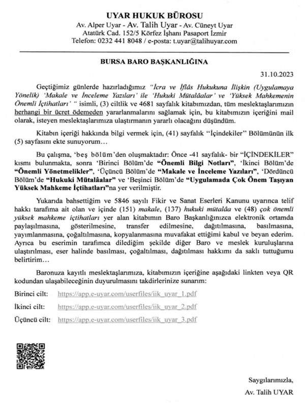 Av.Talih Uyar tarafından hazırlanan kitap hakkında.