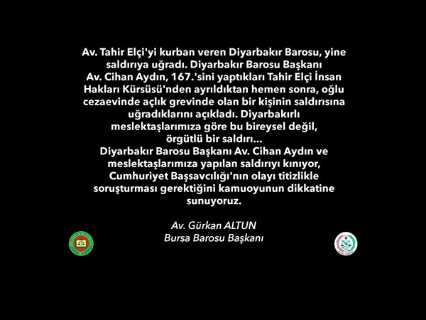 Diyarbakır Barosu'na saldırıyı kınıyoruz