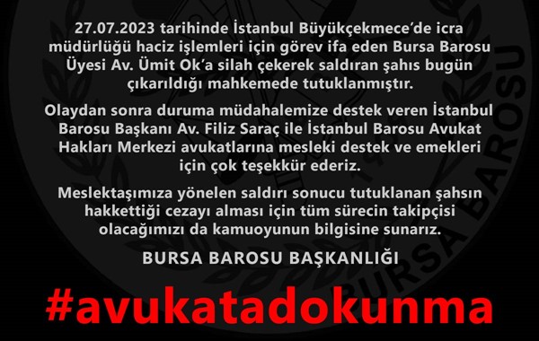 Avukata haciz mahallinde silah çeken şahıs tutuklandı