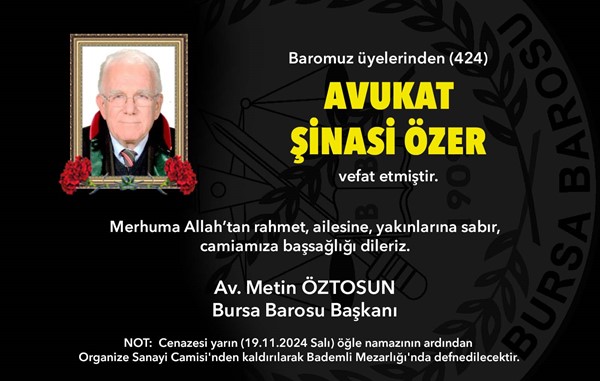 Avukat Şinasi Özer vefat etti