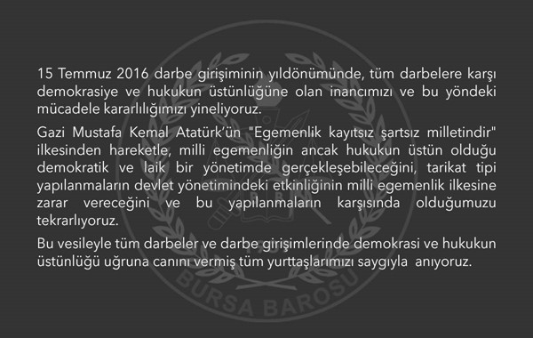 15 Temmuz 2016 darbe girişiminin yıldönümünde