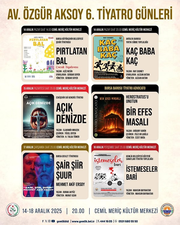 6. Özgür Aksoy Tiyatro Günleri 14-18 Aralık'ta