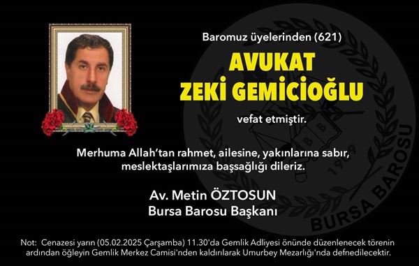 Avukat Zeki Gemicioğlu vefat etti