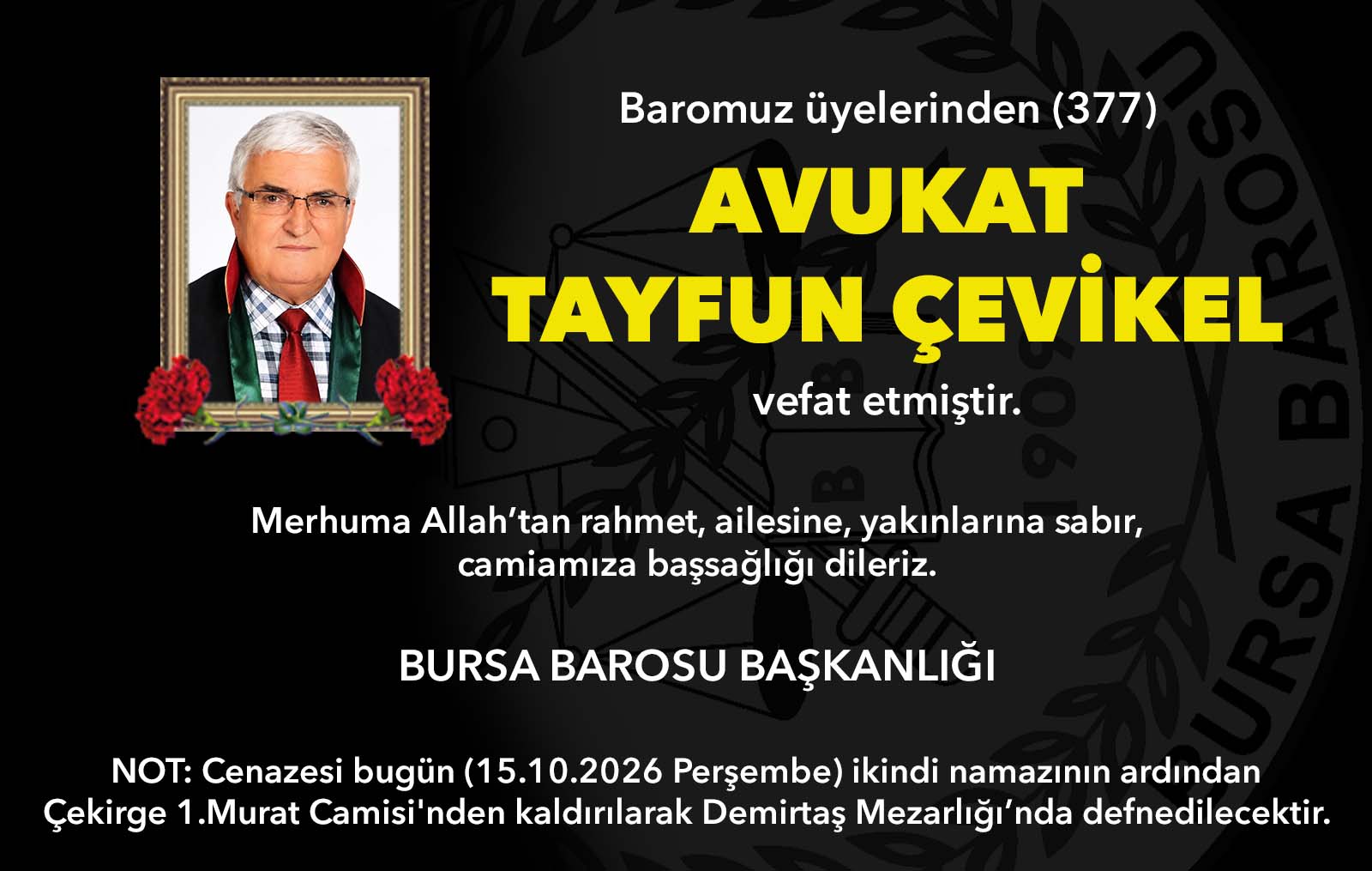 Avukat Tayfun Çevikel vefat etti