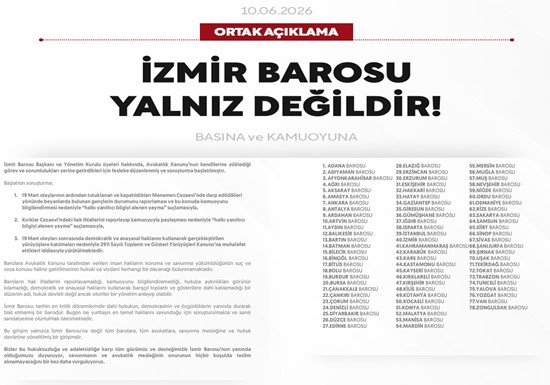 İZMİR BAROSU YALNIZ DEĞİLDİR!