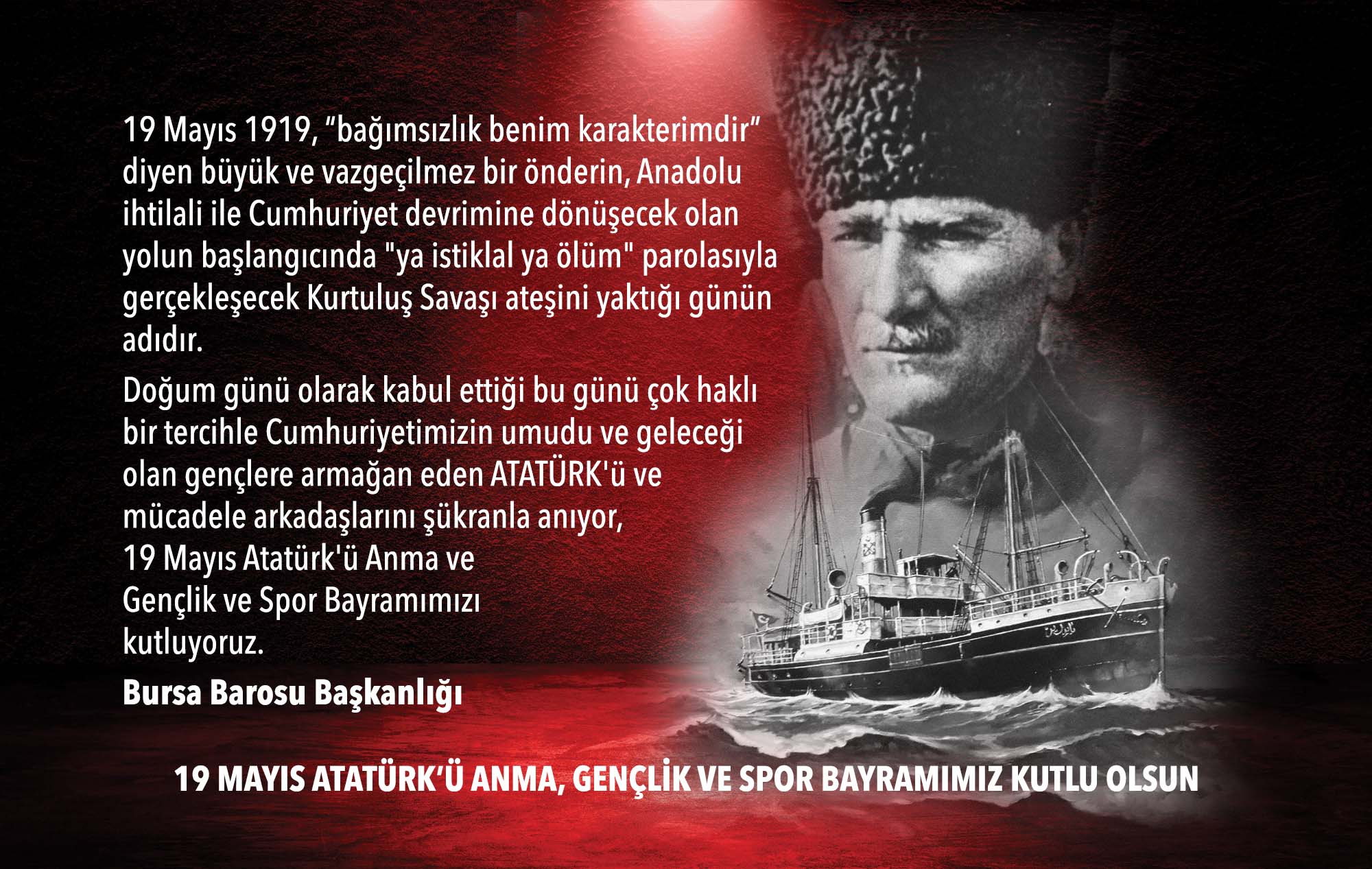 19 Mayıs Atatürkü Anma Gençlik ve Spor Bayramımız kutlu olsun