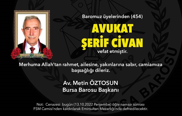 Av. Şerif Civan vefat etti