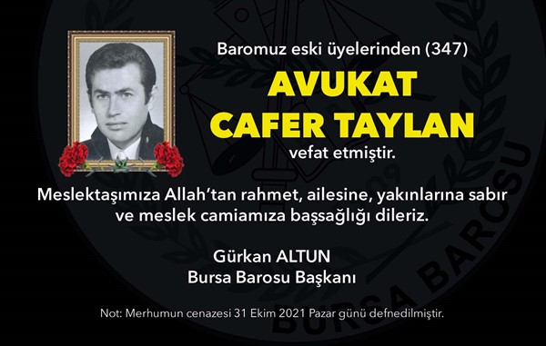 Av. Cafer Taylan vefat etti