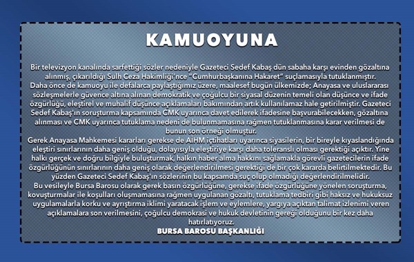 Gazeteci Sedef Kabaş hakkında basın açıklaması